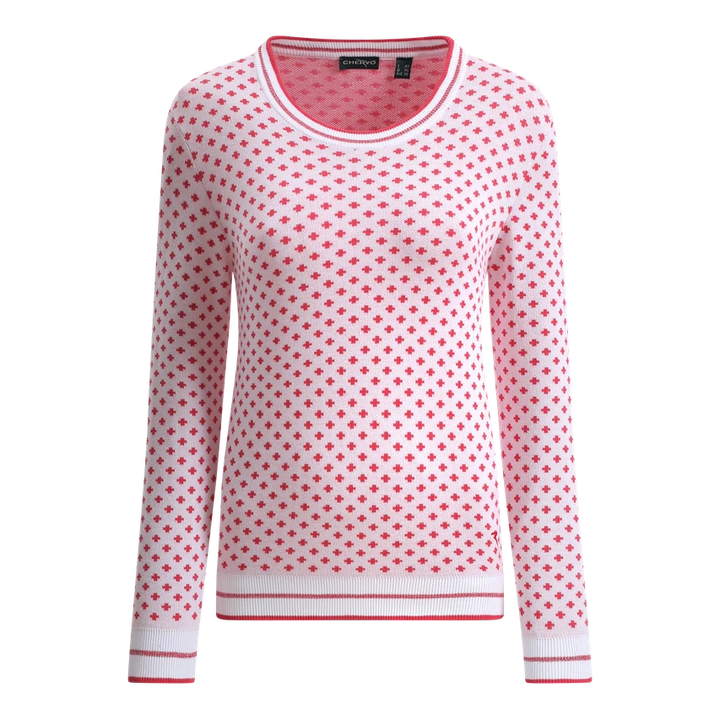Chervo Women's NANCY Crewneck Sweater - WHITE / RED
