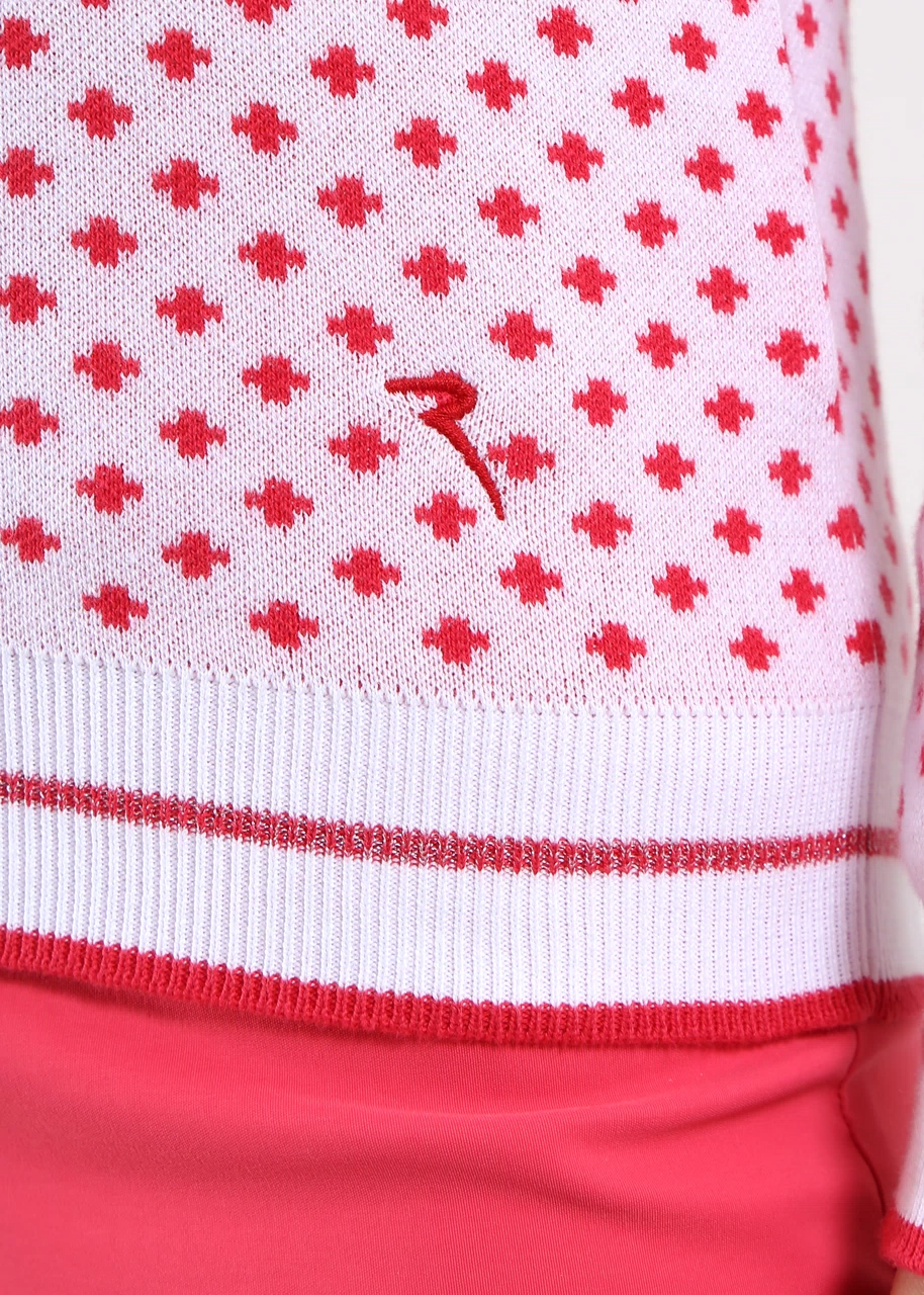 Chervo Women's NANCY Crewneck Sweater - WHITE / RED