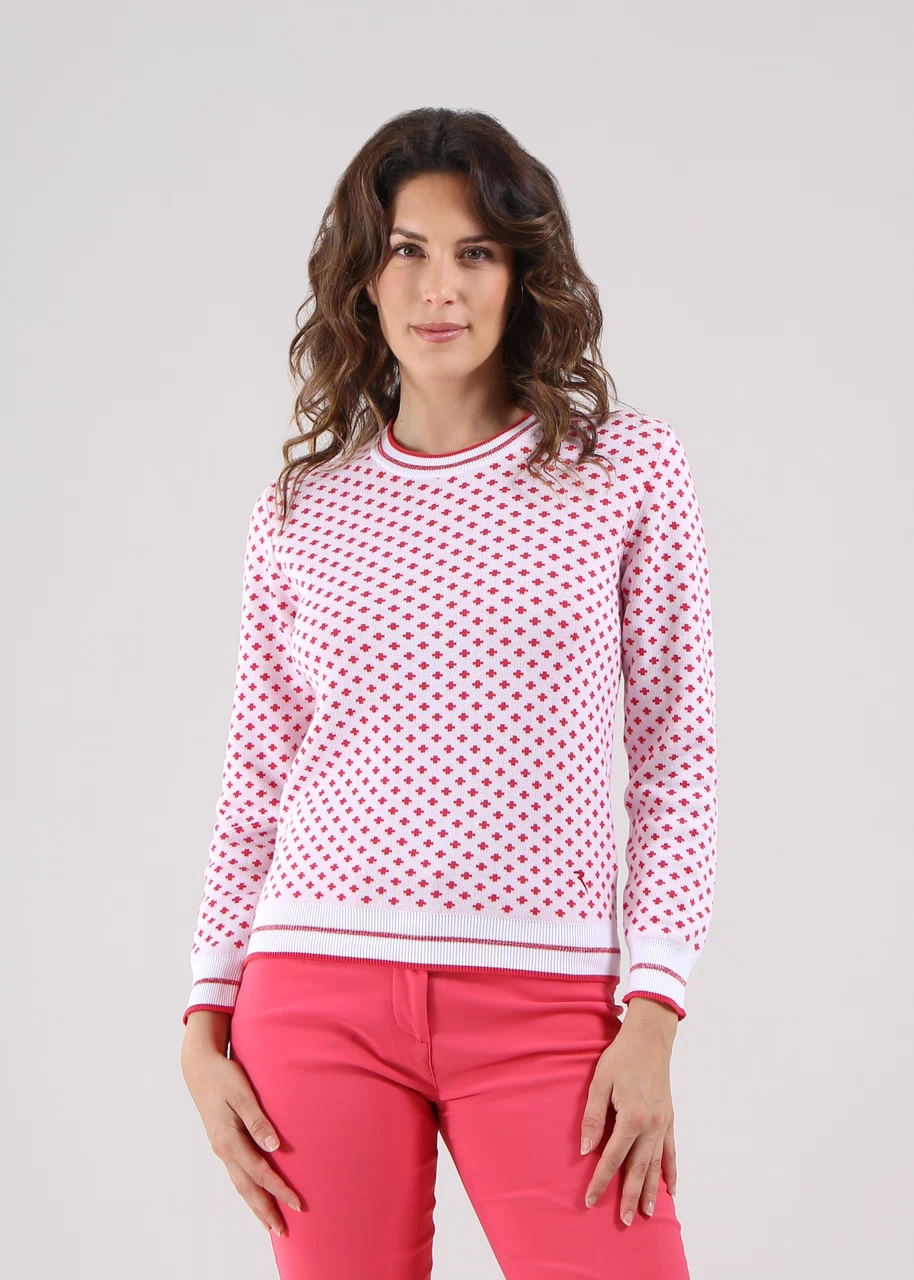Chervo Women's NANCY Crewneck Sweater - WHITE / RED