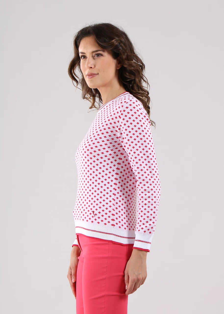 Chervo Women's NANCY Crewneck Sweater - WHITE / RED