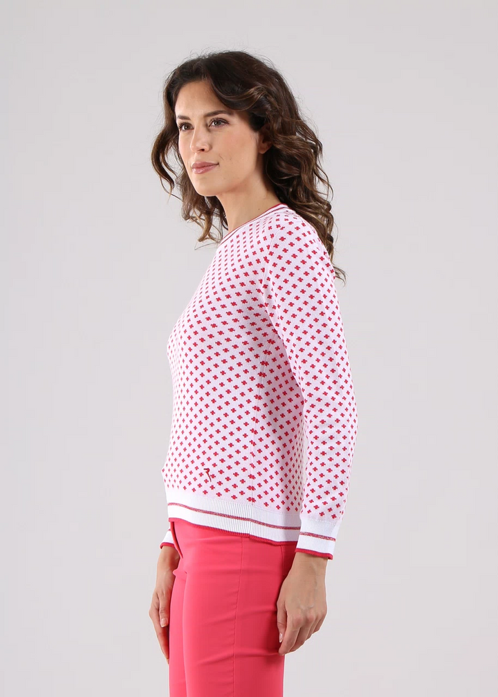 Chervo Women's NANCY Crewneck Sweater - WHITE / RED