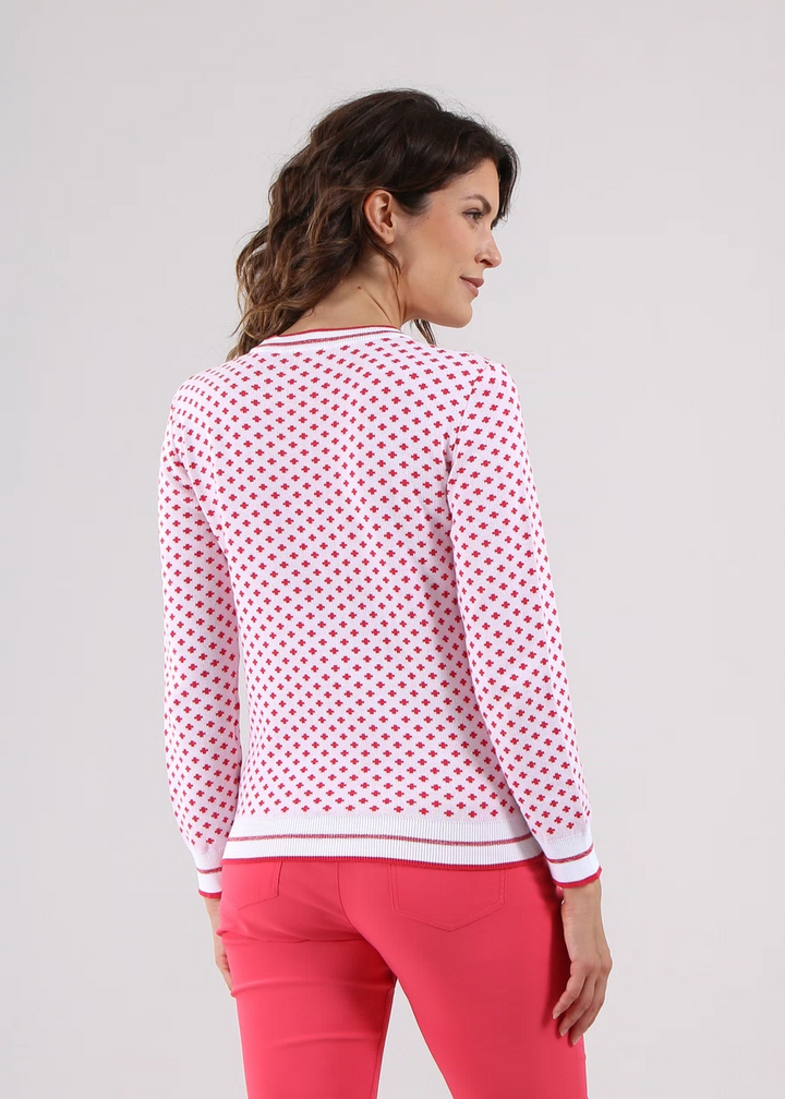 Chervo Women's NANCY Crewneck Sweater - WHITE / RED