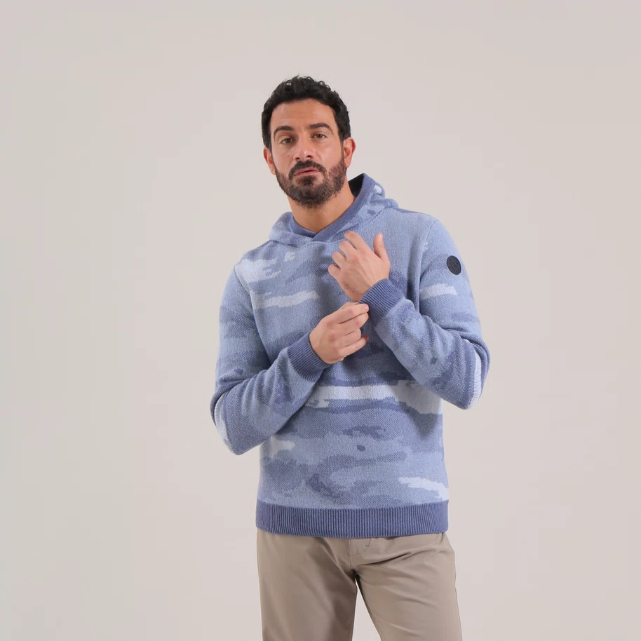 Chervo Men's Wool NUOVO Hoodie - BLUE CAMO