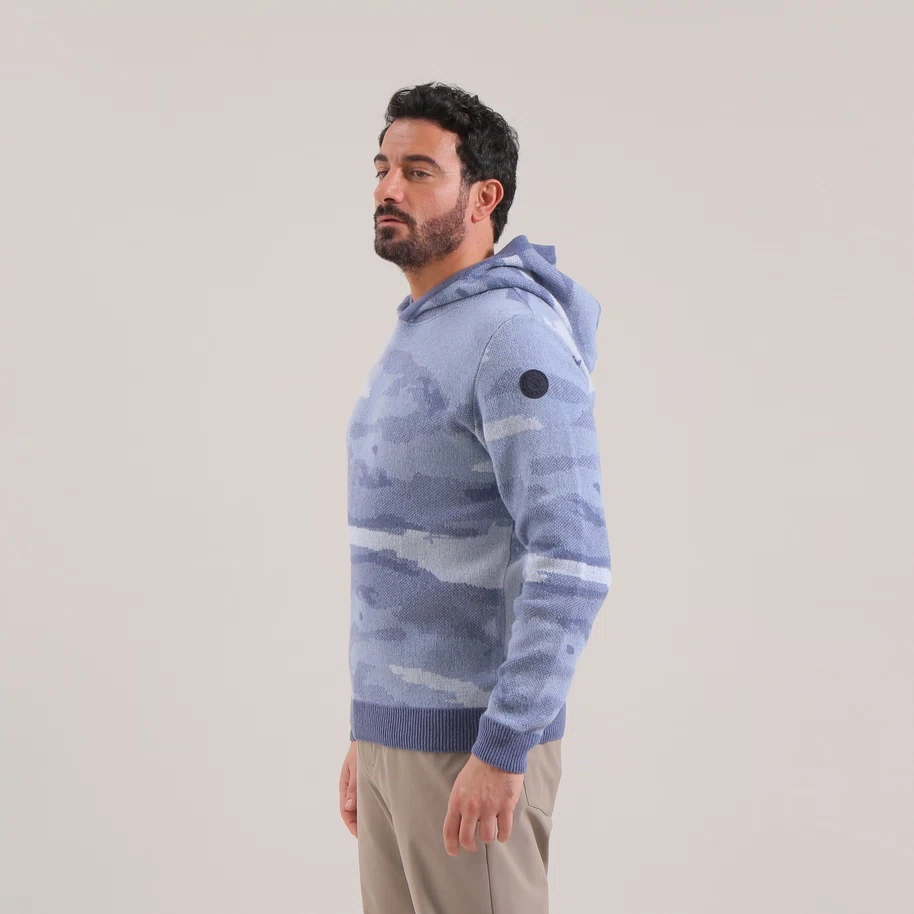 Chervo Men's Wool NUOVO Hoodie - BLUE CAMO