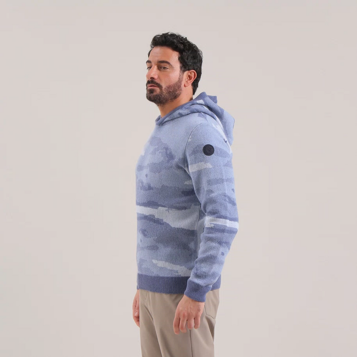 Chervo Men's Wool NUOVO Hoodie - BLUE CAMO