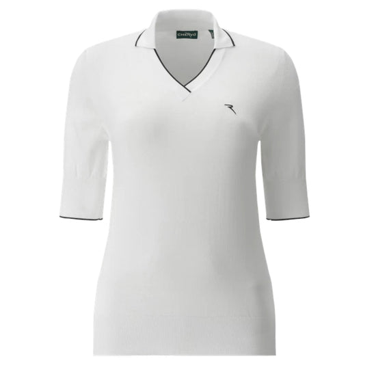 Chervo Women's NEVA 3/4 Sleeve Cotton Knit Polo - WHITE