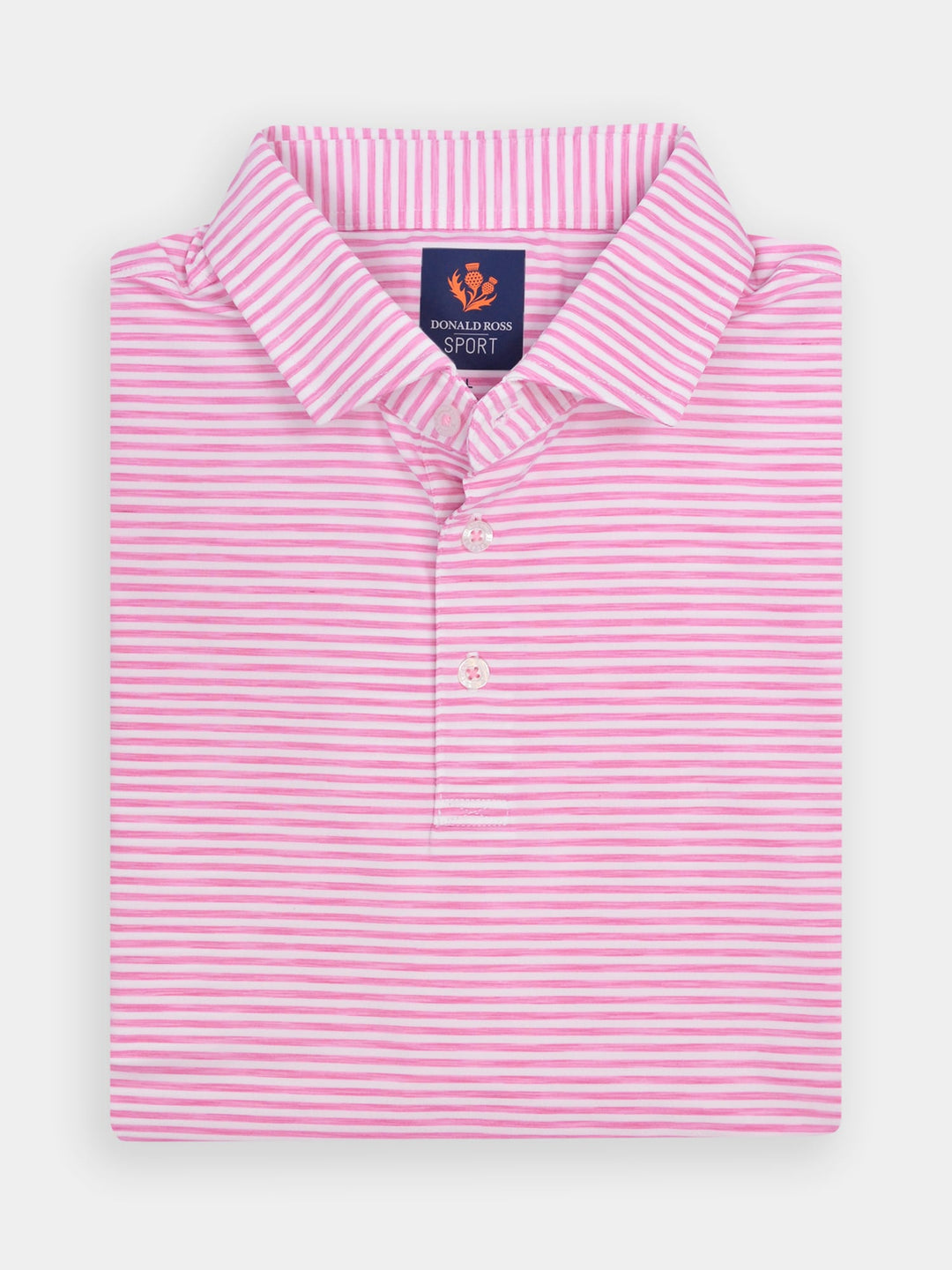 Donald Ross Mens Sport Fit OWEN Polo - PINK / WHITE