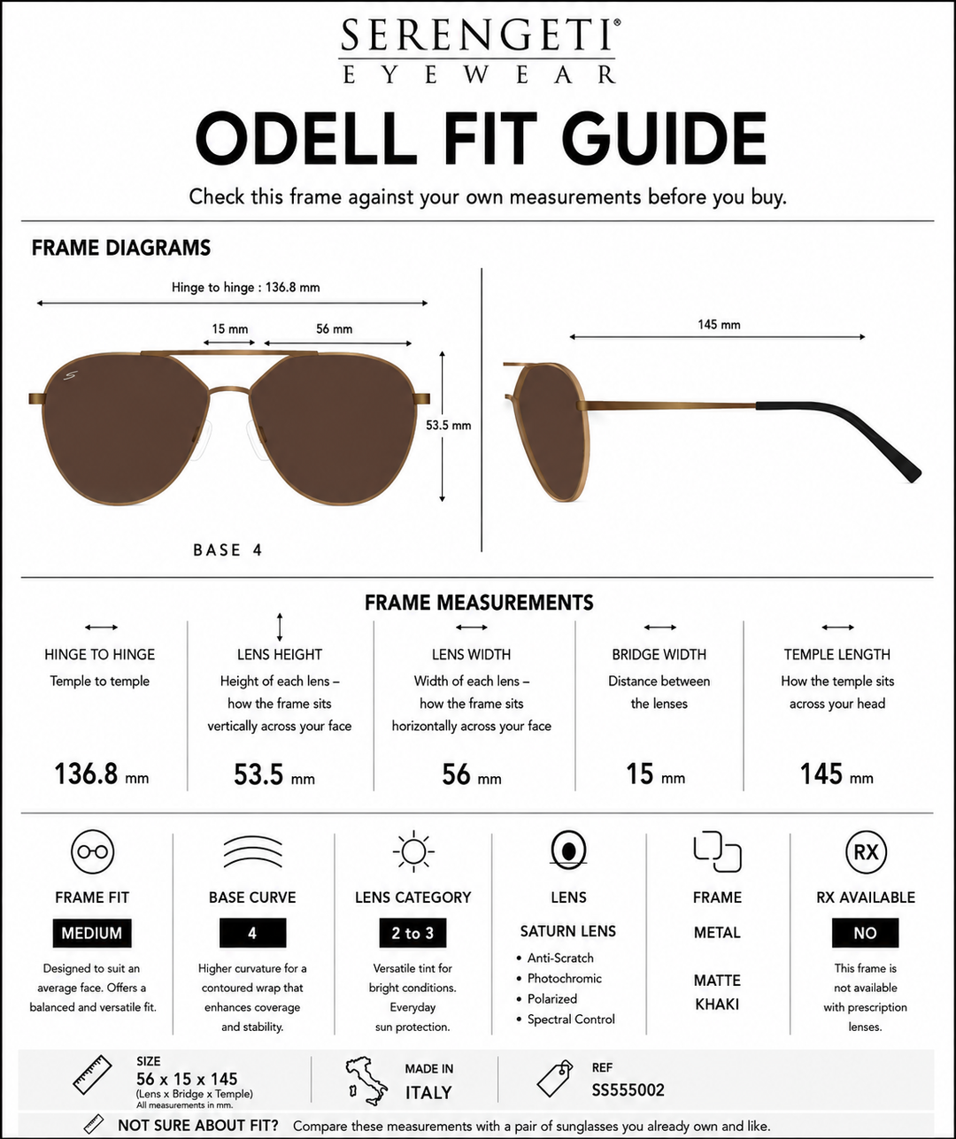 Serengeti ODELL Polarized Driver Sunglasses - MATTE KHAKI