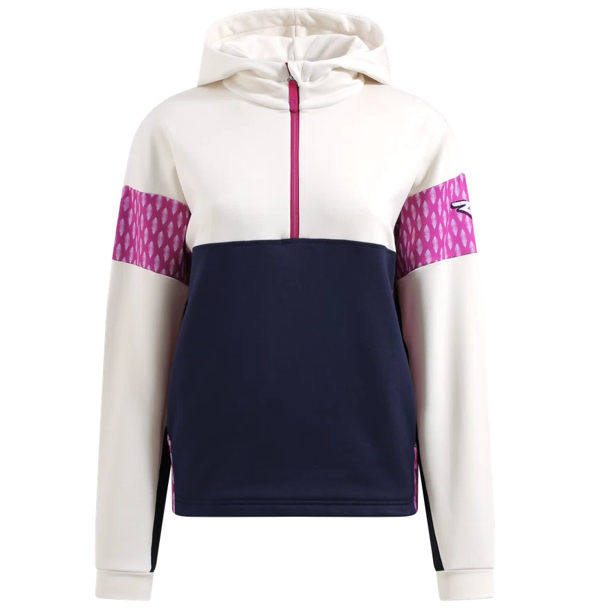 Chervo Women's PUFFETTA Pro-Therm® Half-Zip Hooded Sweater - BLACK / STONE / PURPLE