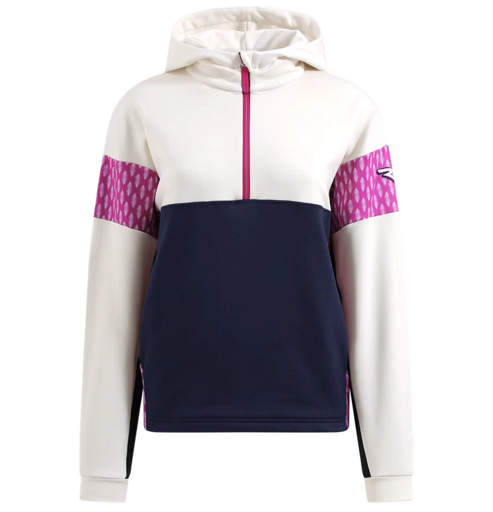 Chervo Women's PUFFETTA Pro-Therm® Half-Zip Hooded Sweater - BLACK / STONE / PURPLE