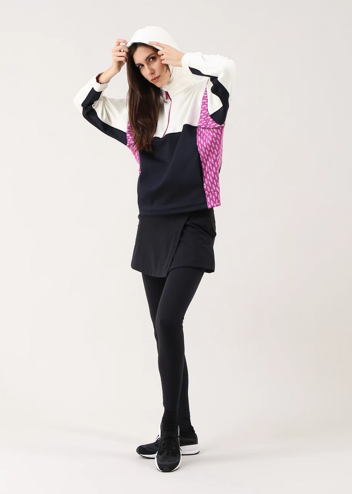 Chervo Women's PUFFETTA Pro-Therm® Half-Zip Hooded Sweater - BLACK / STONE / PURPLE