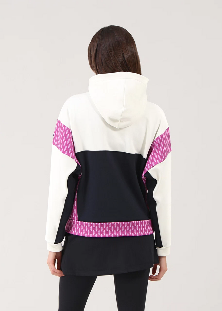 Chervo Women's PUFFETTA Pro-Therm® Half-Zip Hooded Sweater - BLACK / STONE / PURPLE