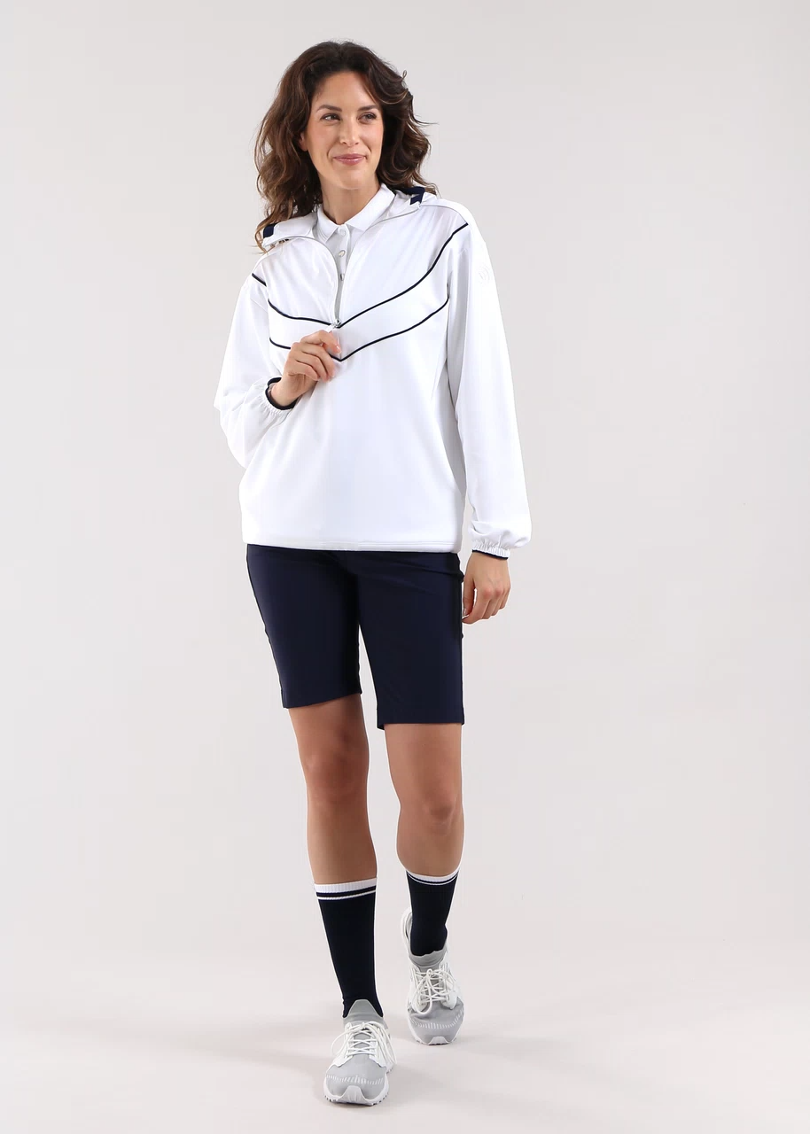 Chervo Women's PARAZARD Half-Zip Hooded Sweater - WHITE
