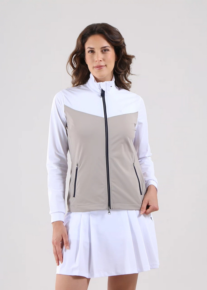 Chervo Women's PROFUMATO Full-Zip Sweater - BEIGE / WHITE