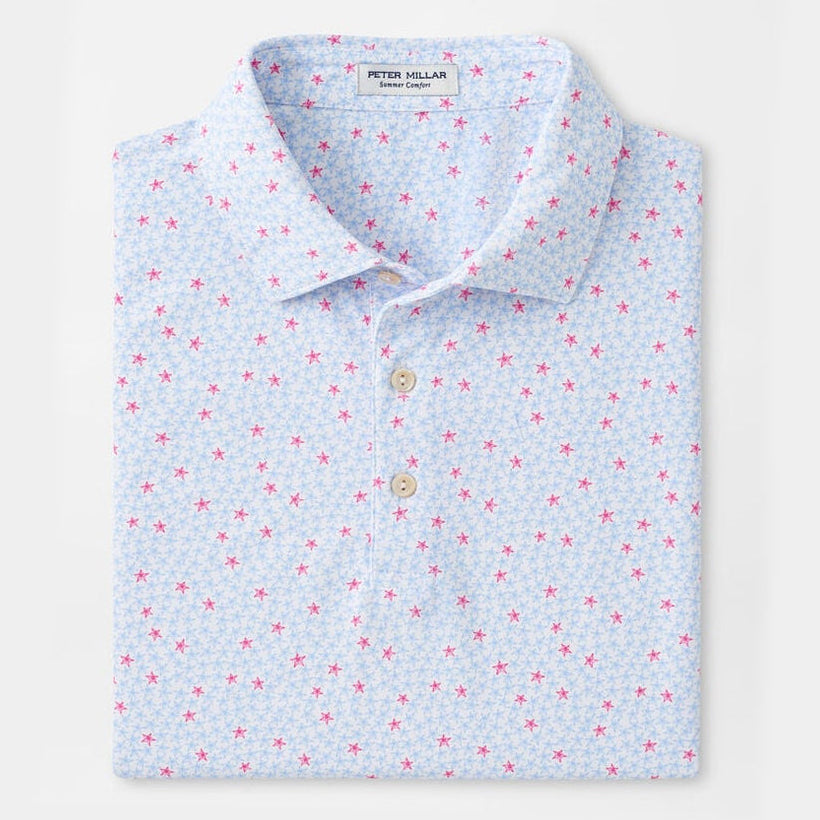 Peter Millar Men's Classic Fit Starfish Performance Polo - WHITE