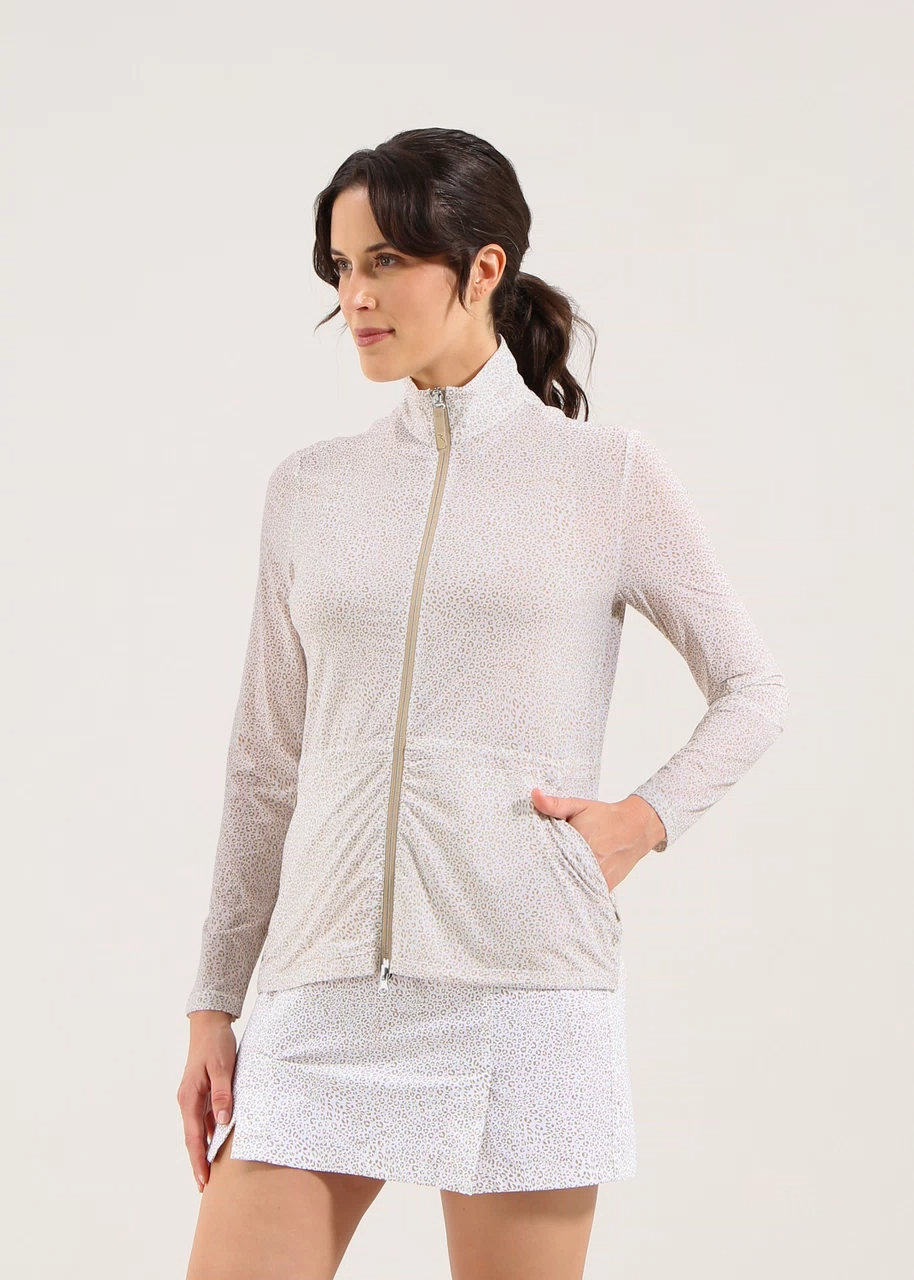 Chervo Women's POLLINE Full-Zip Ultralight Sweater - WHITE / BEIGE