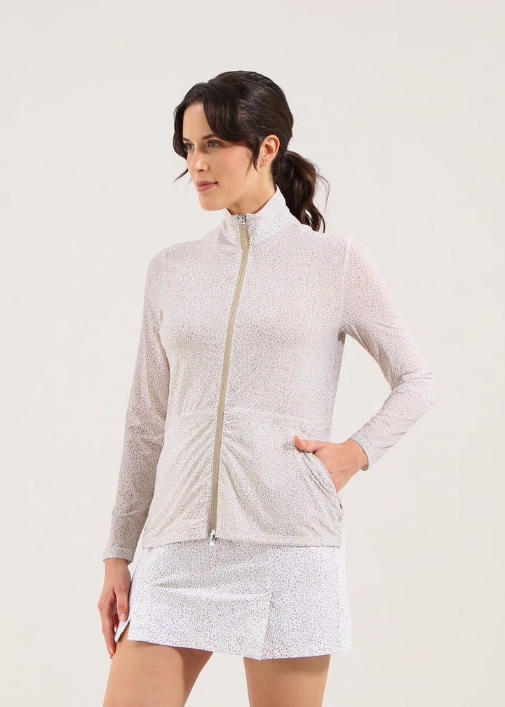 Chervo Women's POLLINE Full-Zip Ultralight Sweater - WHITE / BEIGE