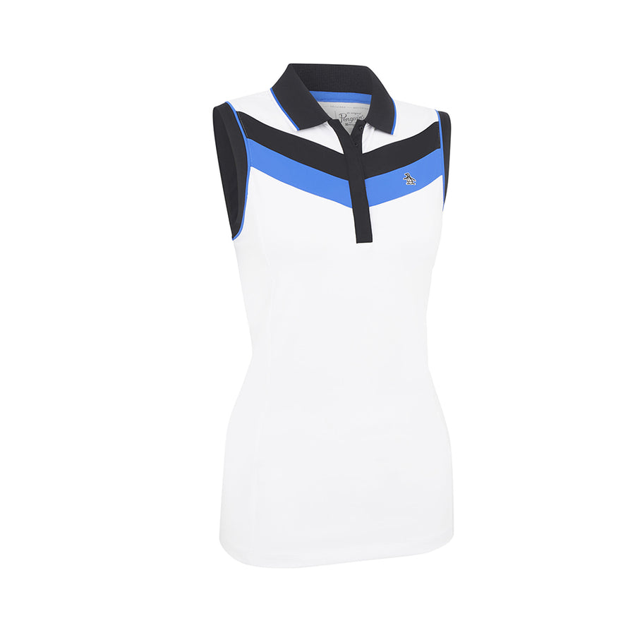 Original Penguin Womens Sleeveless Color Block Mesh Back Polo - BRIGHT WHITE - Golf Anything Canada