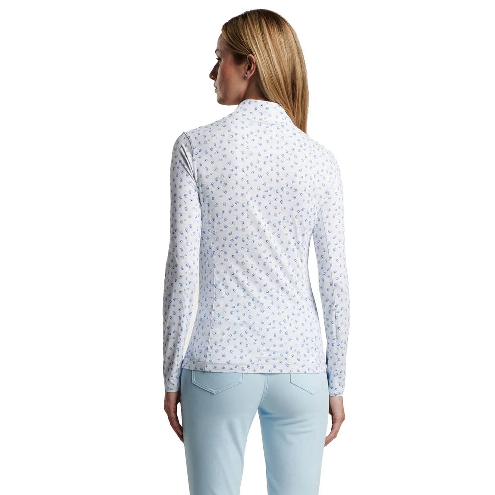 Peter Millar Womens Lightweight Tossed Paisley Print Long Sleeve Sun Shirt - White