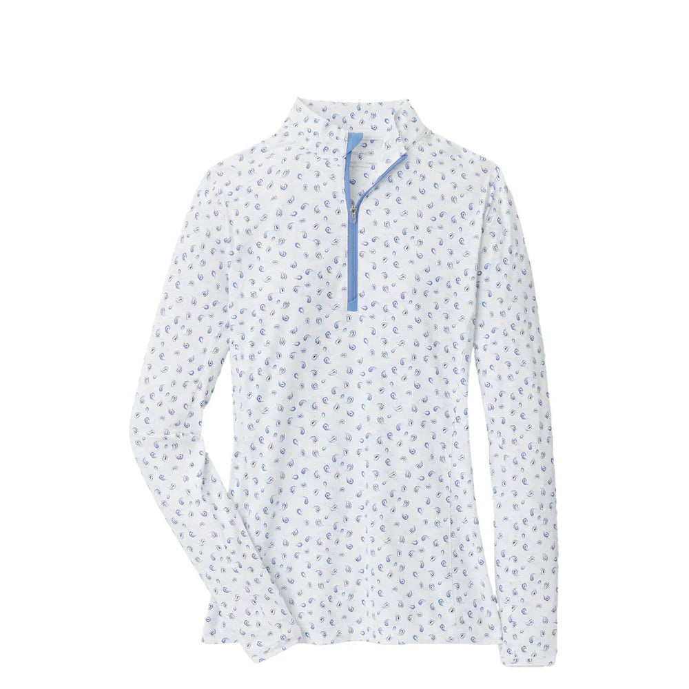 Peter Millar Womens Lightweight Tossed Paisley Print Long Sleeve Sun Shirt - White