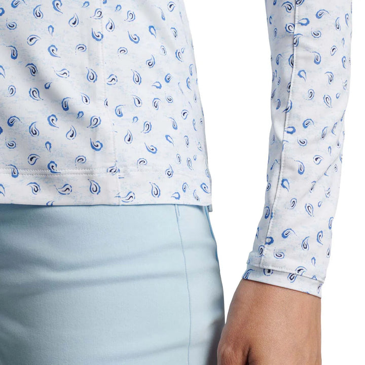 Peter Millar Womens Lightweight Tossed Paisley Print Long Sleeve Sun Shirt - White