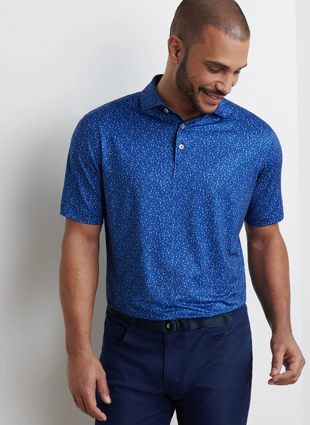 Peter Millar Men's Classic Fit Outlaw Performance Jersey Polo - SPORT NAVY