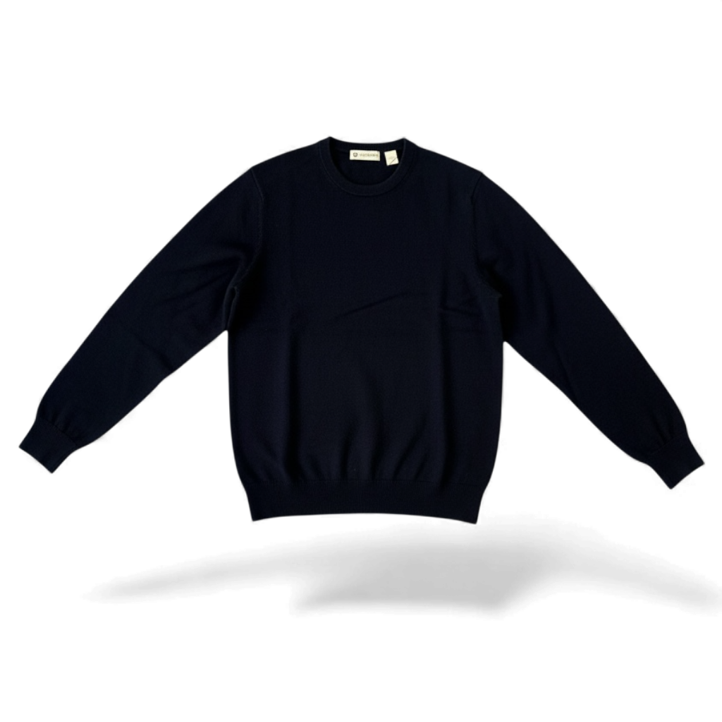 Donald Ross Mens Classic Fit Italian Merino Wool Crewneck Pullover - BLACK