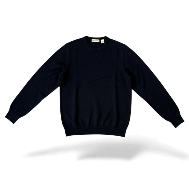 Donald Ross Mens Classic Fit Italian Merino Wool Crewneck Pullover - BLACK