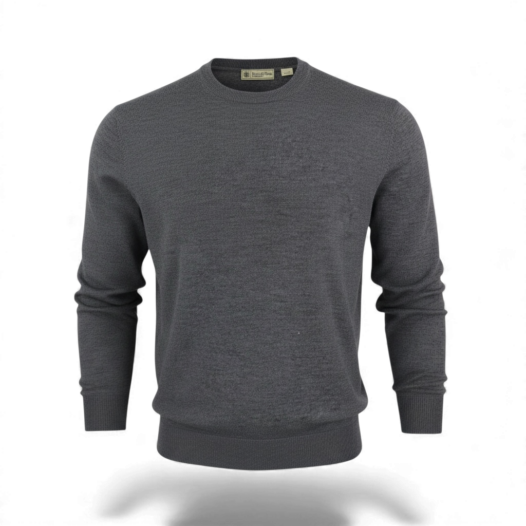 Donald Ross Mens Classic Fit Italian Merino Wool Crewneck Pullover - HEATHER GREY