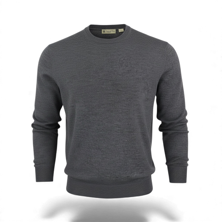 Donald Ross Mens Classic Fit Italian Merino Wool Crewneck Pullover - HEATHER GREY