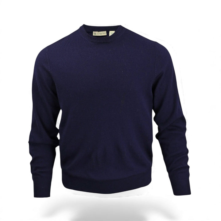 Donald Ross Mens Classic Fit Italian Merino Wool Crewneck Pullover - NAVY