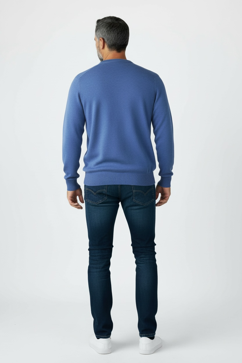 Donald Ross Mens Classic Fit Italian Merino Wool Crewneck Pullover - OCEAN