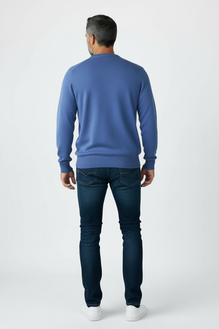 Donald Ross Mens Classic Fit Italian Merino Wool Crewneck Pullover - OCEAN