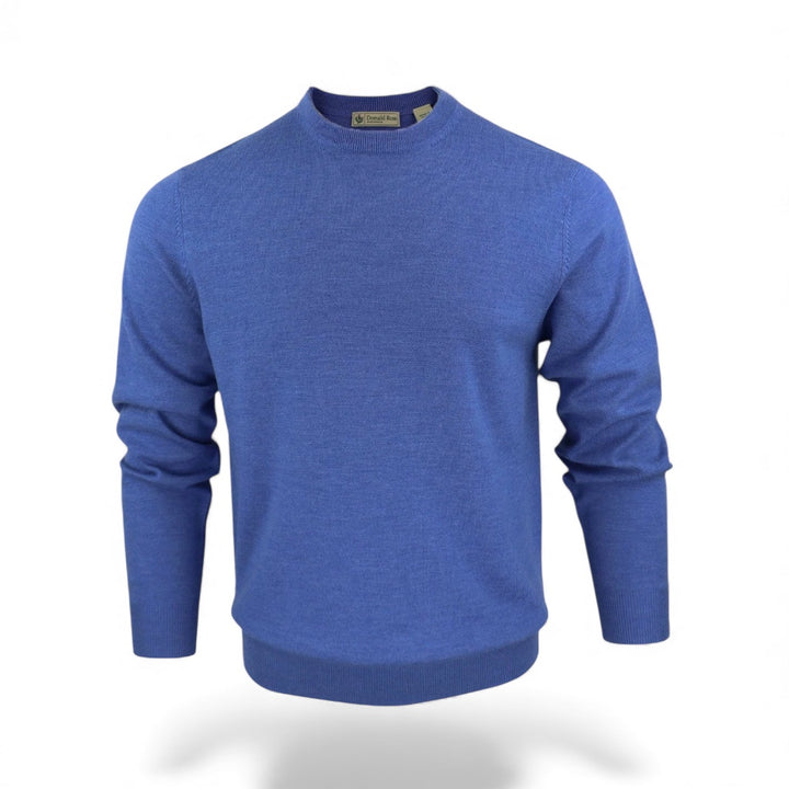 Donald Ross Mens Classic Fit Italian Merino Wool Crewneck Pullover - OCEAN