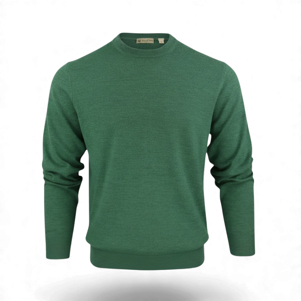 Donald Ross Mens Italian Merino Wool Crewneck Pullover - MOSS