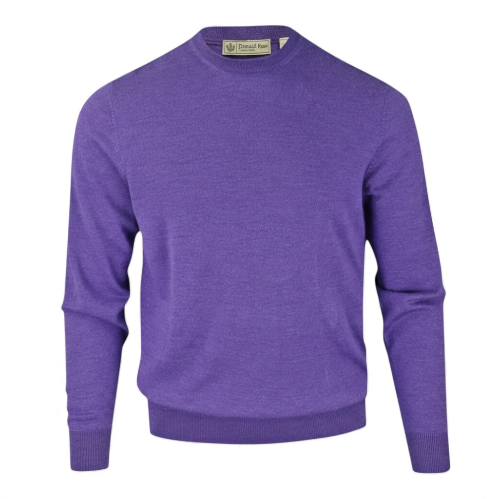 Donald Ross Mens Classic Fit Italian Merino Wool Crewneck Pullover - THISTLE