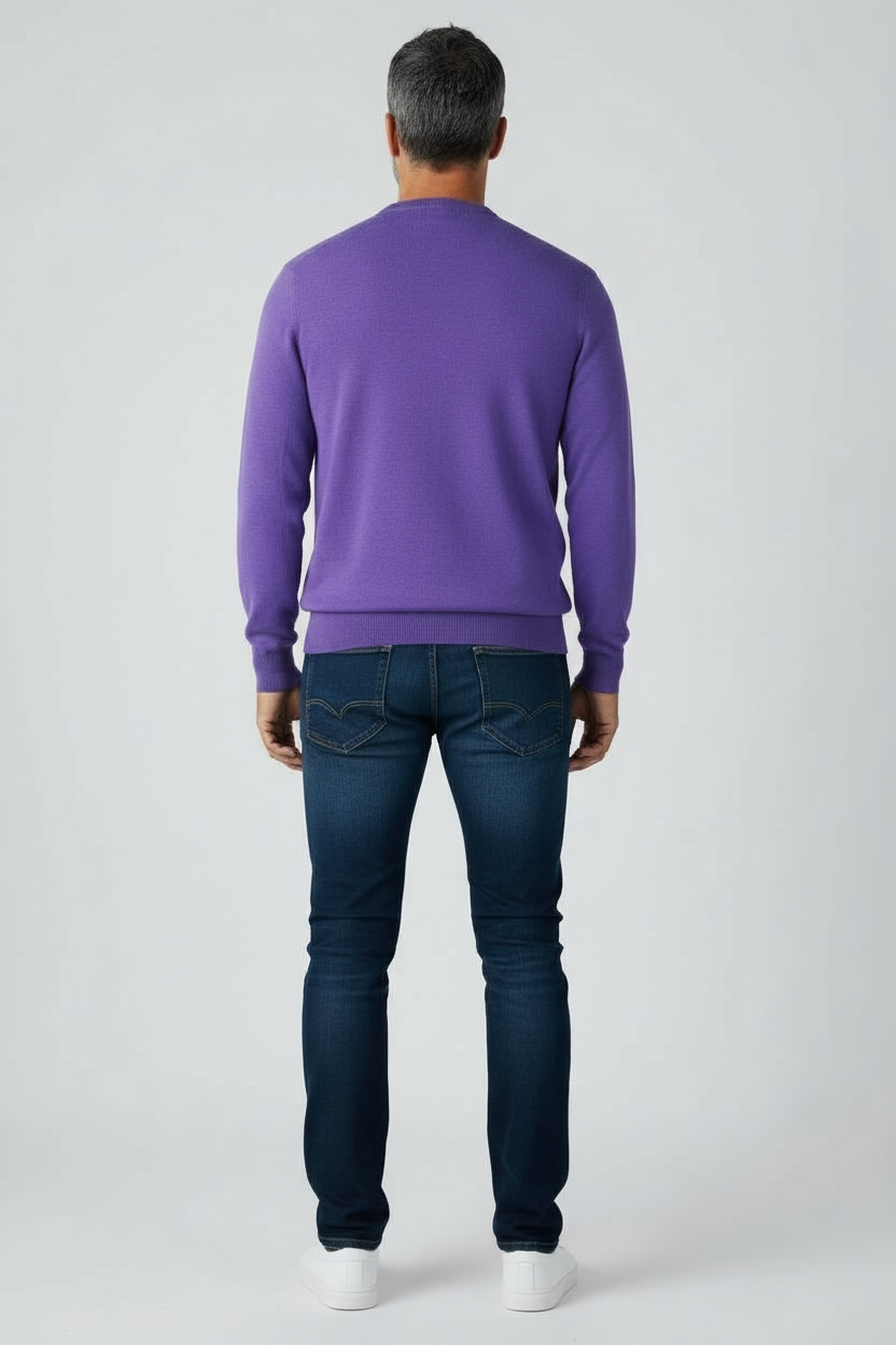 Donald Ross Mens Classic Fit Italian Merino Wool Crewneck Pullover - THISTLE