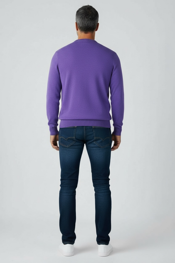 Donald Ross Mens Classic Fit Italian Merino Wool Crewneck Pullover - THISTLE