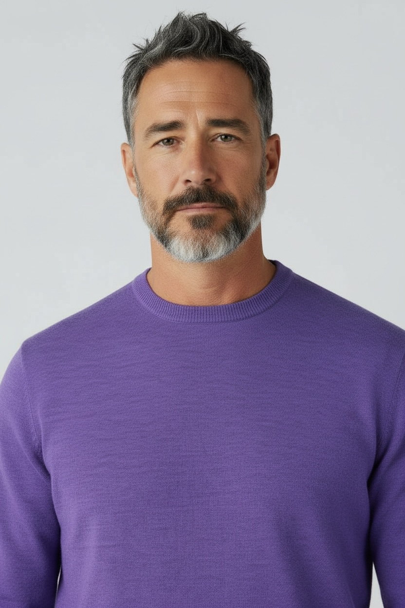 Donald Ross Mens Classic Fit Italian Merino Wool Crewneck Pullover - THISTLE