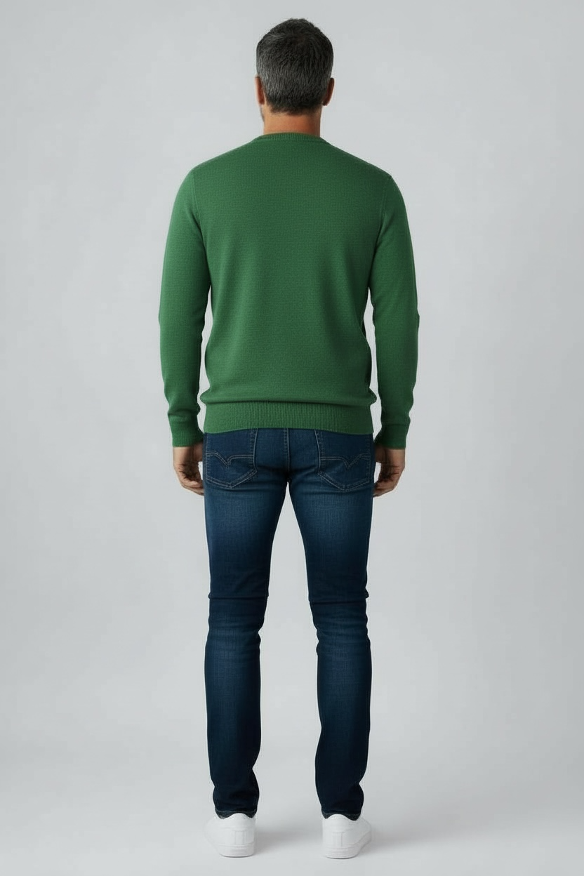 Donald Ross Mens Italian Merino Wool Crewneck Pullover - MOSS