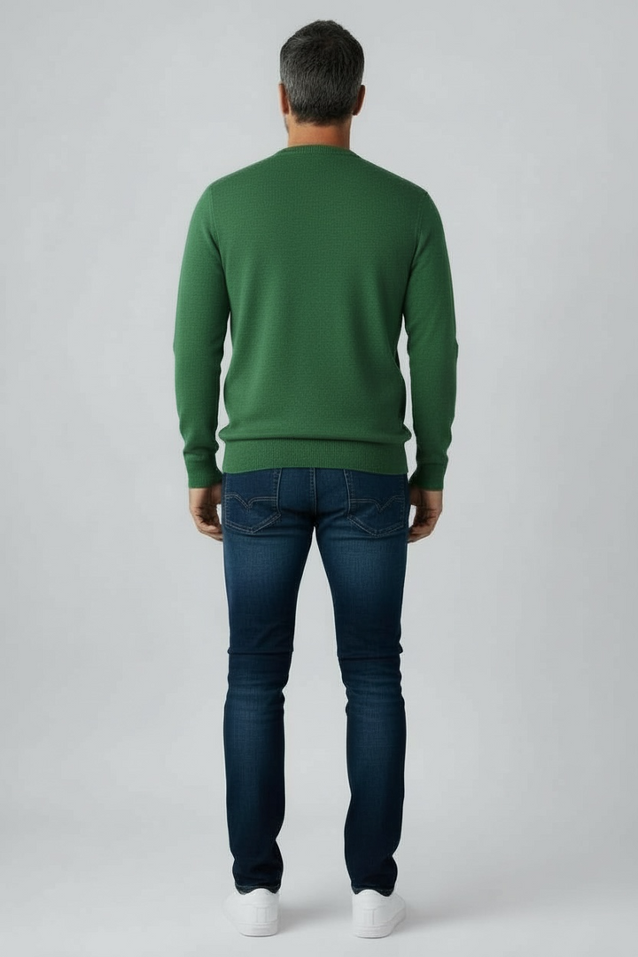 Donald Ross Mens Italian Merino Wool Crewneck Pullover - MOSS