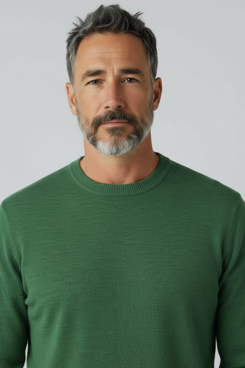 Donald Ross Mens Italian Merino Wool Crewneck Pullover - MOSS