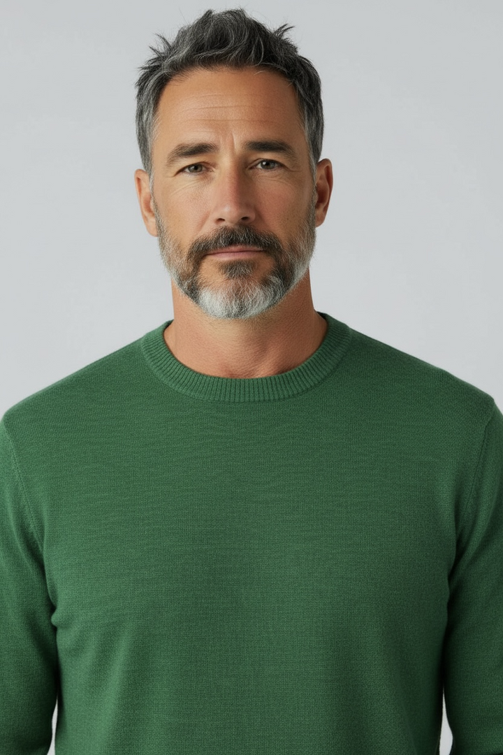 Donald Ross Mens Italian Merino Wool Crewneck Pullover - MOSS