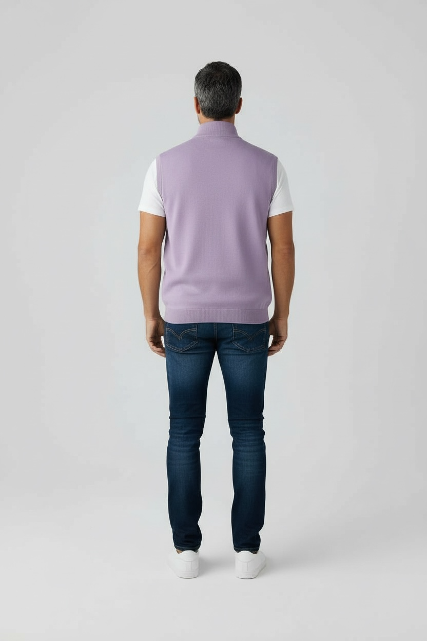 Donald Ross Men's Sport Fit 1/2 Zip Sweater Vest Cotton / Cashmere- JUNIPER