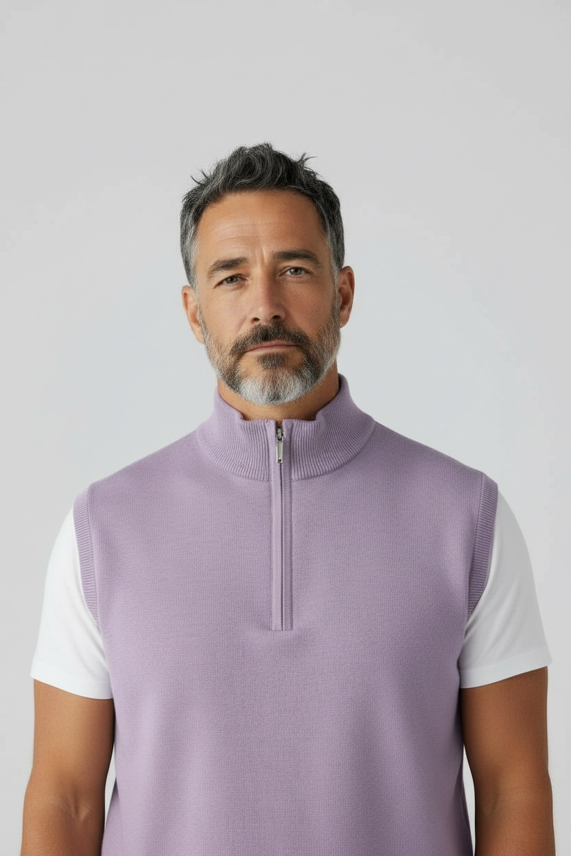 Donald Ross Men's Sport Fit 1/2 Zip Sweater Vest Cotton / Cashmere- JUNIPER