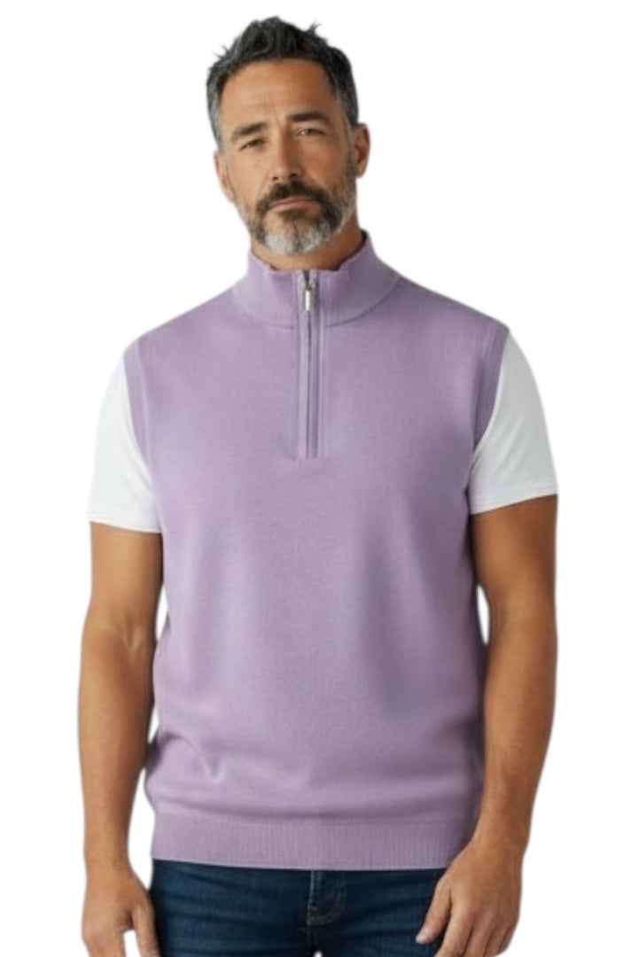 Donald Ross Men's Sport Fit 1/2 Zip Sweater Vest Cotton / Cashmere- JUNIPER