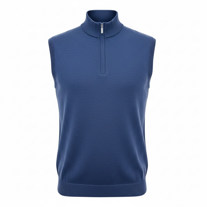 Donald Ross Men's Sport Fit 1/2 Zip Sweater Vest Cotton / Cashmere- NAVY