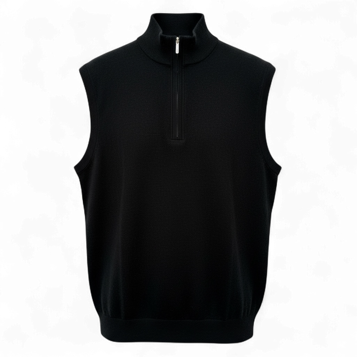 Donald Ross Men's Sport Fit 1/2 Zip Sweater Vest Cotton / Cashmere- BLACK