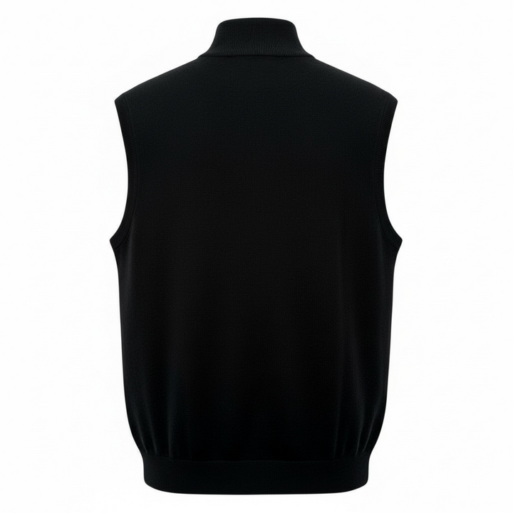 Donald Ross Men's Sport Fit 1/2 Zip Sweater Vest Cotton / Cashmere- BLACK