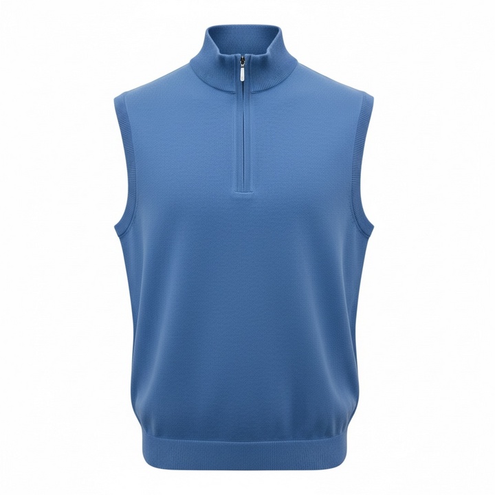 Donald Ross Men's Sport Fit 1/2 Zip Sweater Vest Cotton / Cashmere- ULTRAMARINE